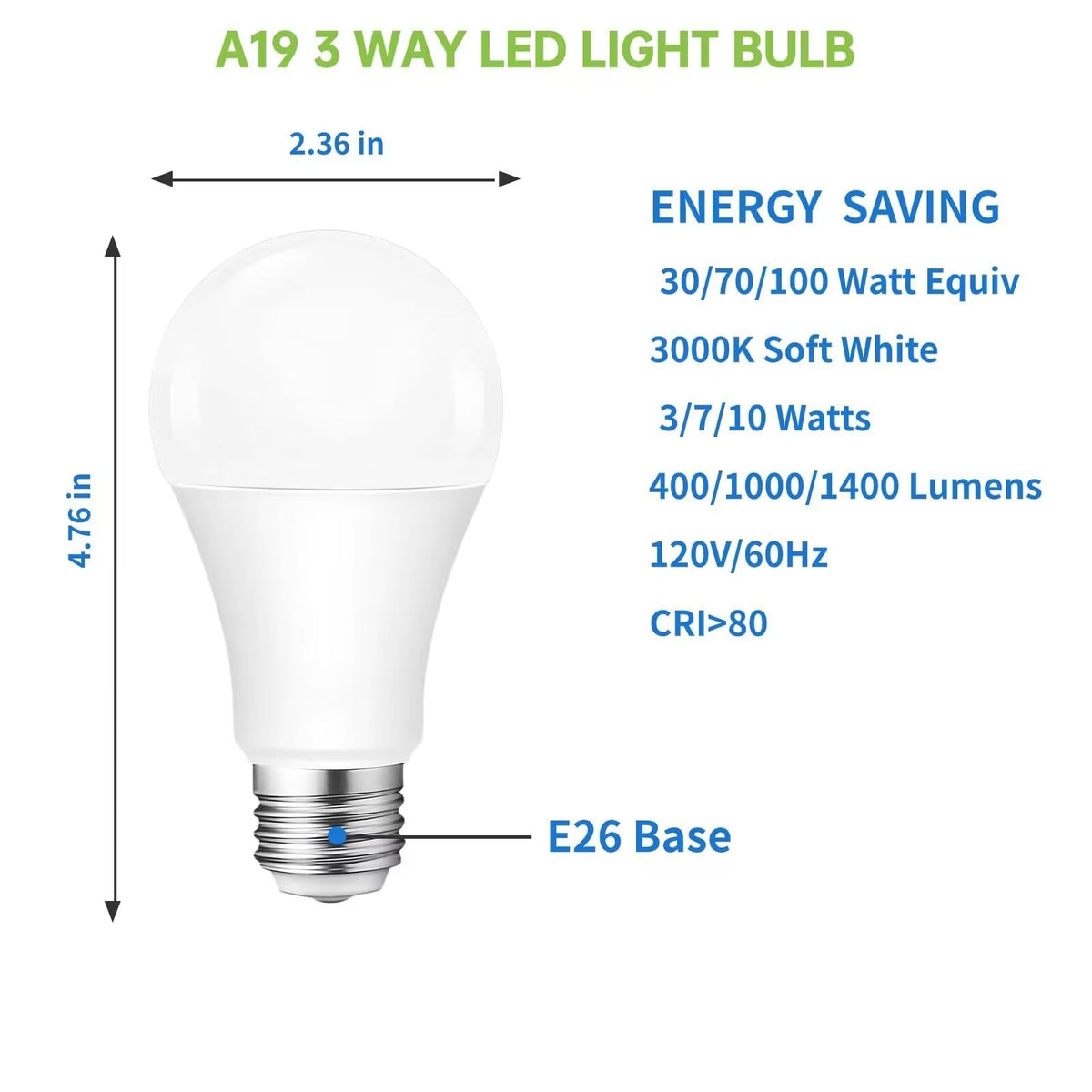 VVH 3-Way LED Bulb warm white 3000K ideal for a cozy living room.