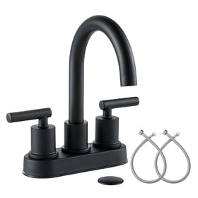 VXV bathroom faucet 4in 2-handle black with 360° rotation for versatile use.