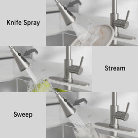 VXV kitchen faucet offers three modes: stream, spray, and 360° blade spray.