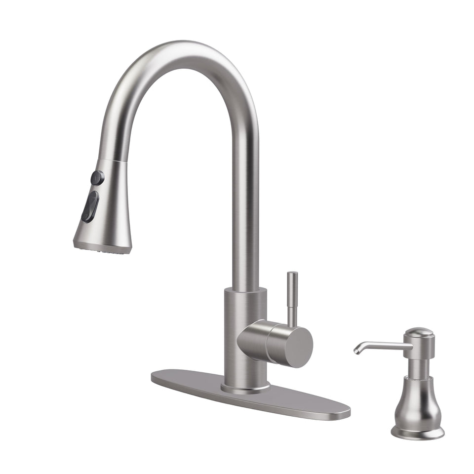 VXV kitchen faucet with soap dispenser pours water smoothly for busy kitchens.