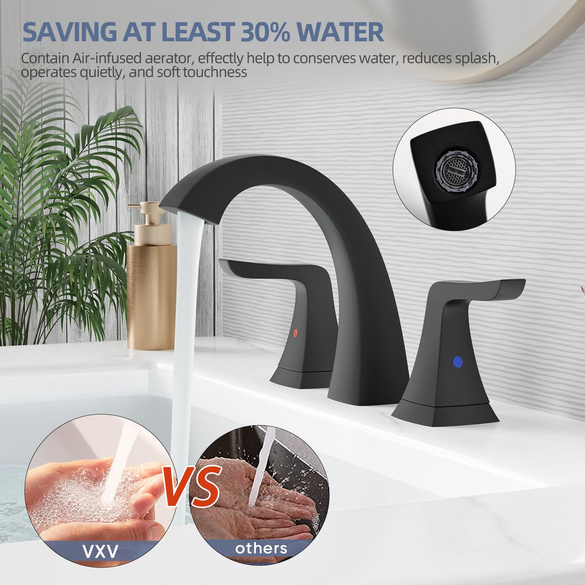VXV 8 inch widespread faucet installed with pre attached supply lines