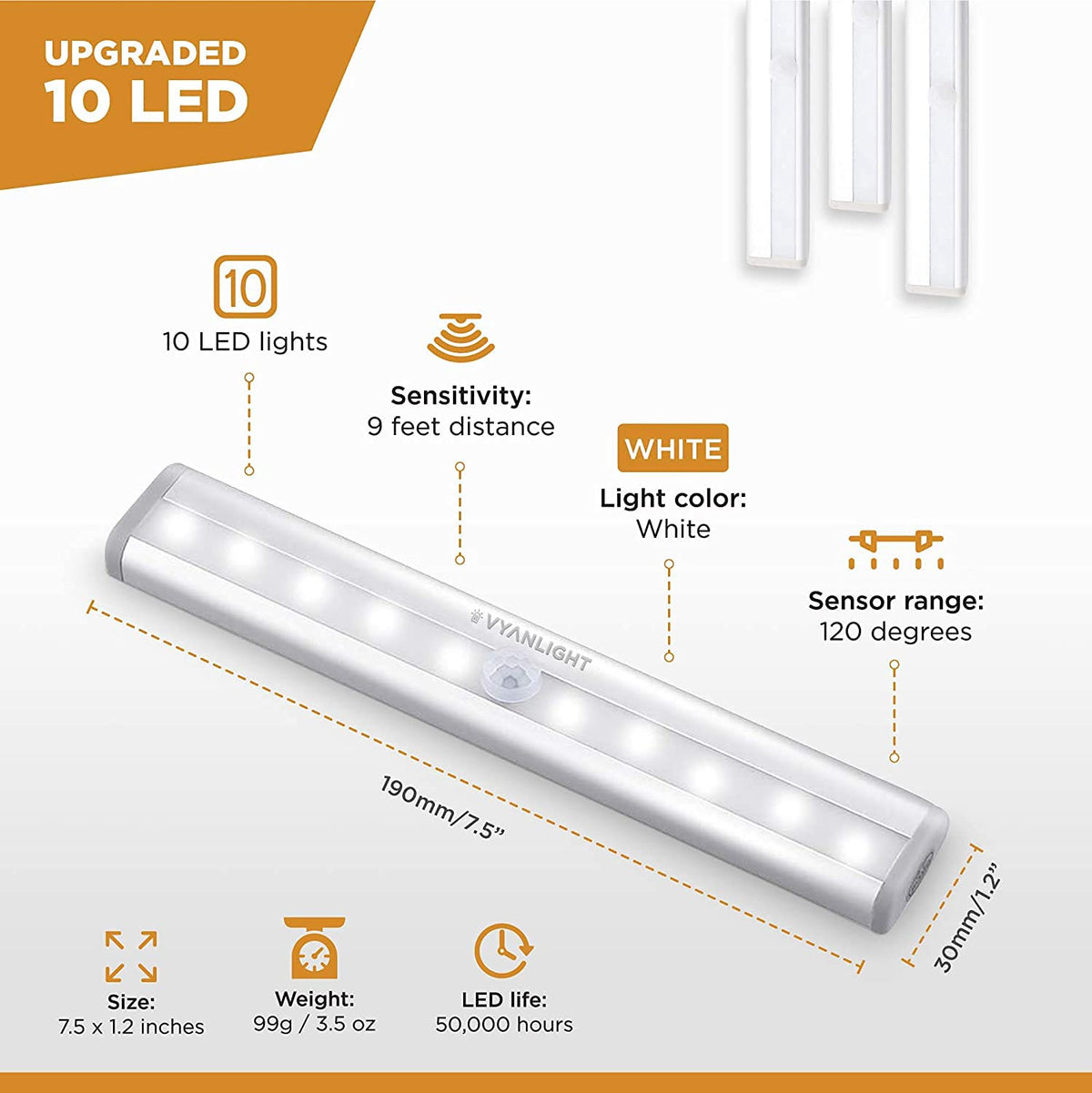 VYANLIGHT stick-on wireless lights with magnetic mount for easy setup