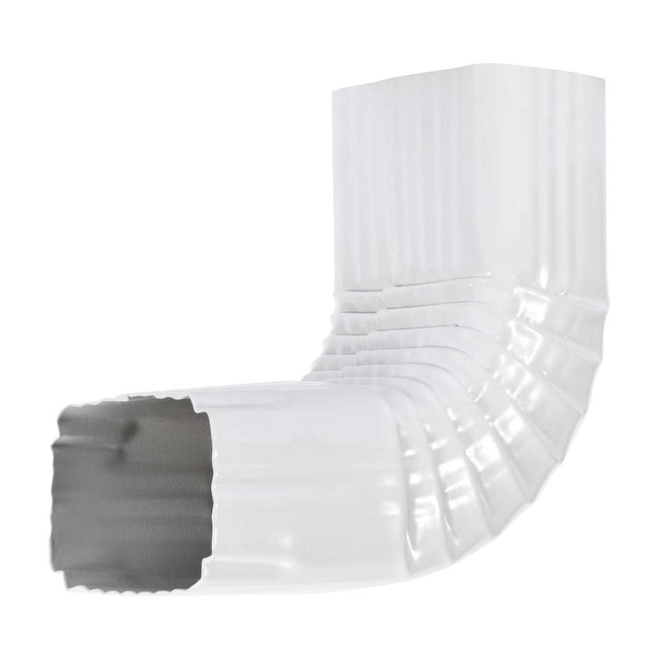 VYH Style A 3x4 90-degree white downspout elbow for precise gutter turns