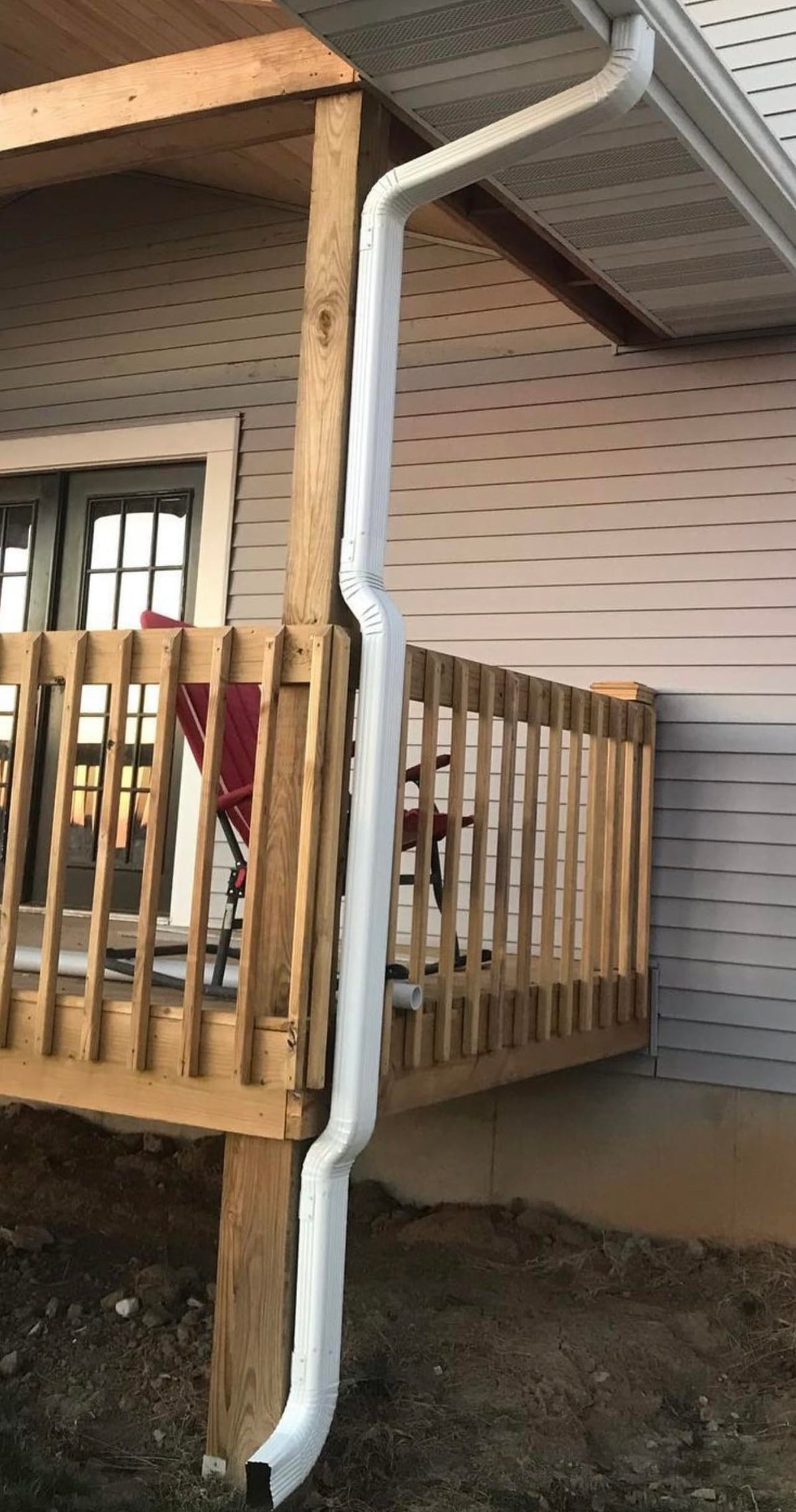 VYH installation-ready downspout elbow in white for quick setup