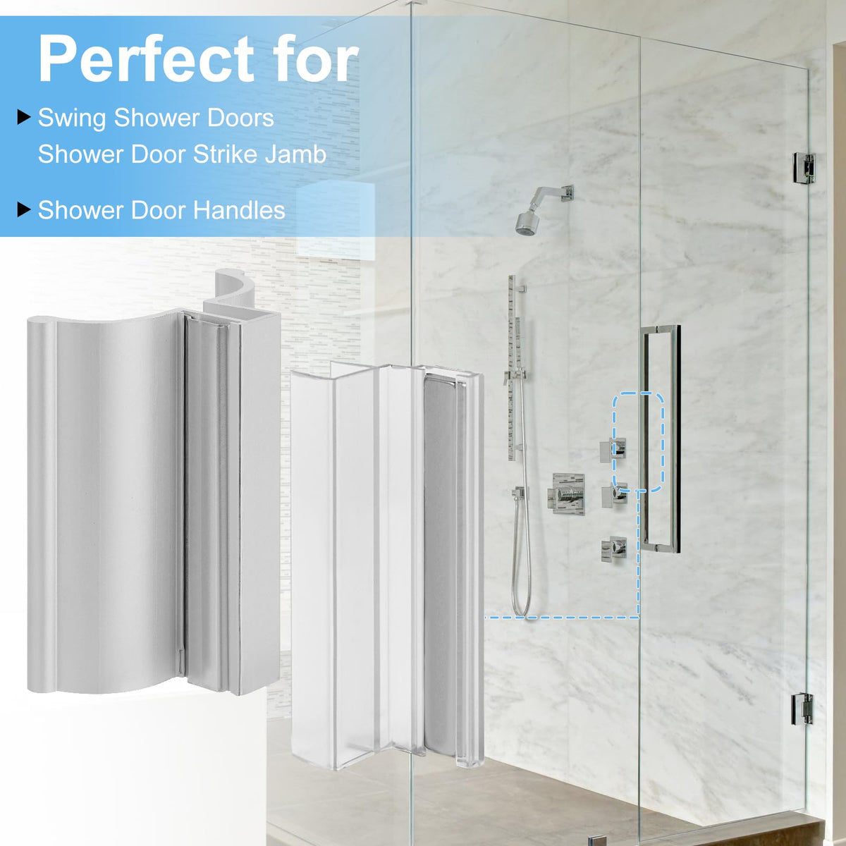 VYH packaged frameless shower door handle kit with all components