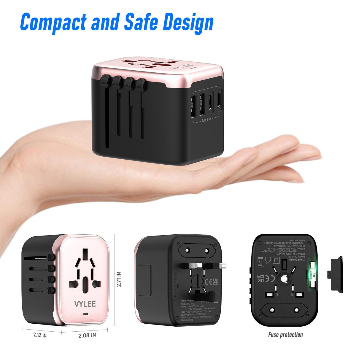 VYLEE compact travel size fits neatly in luggage