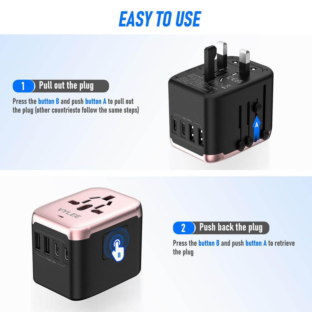 VYLEE safety features with fuse and shutter for device protection