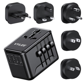 VYLEE universal travel adapter with Type A plug for North American outlets.