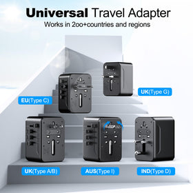 VYLEE universal travel adapter with Type C plug for European sockets.