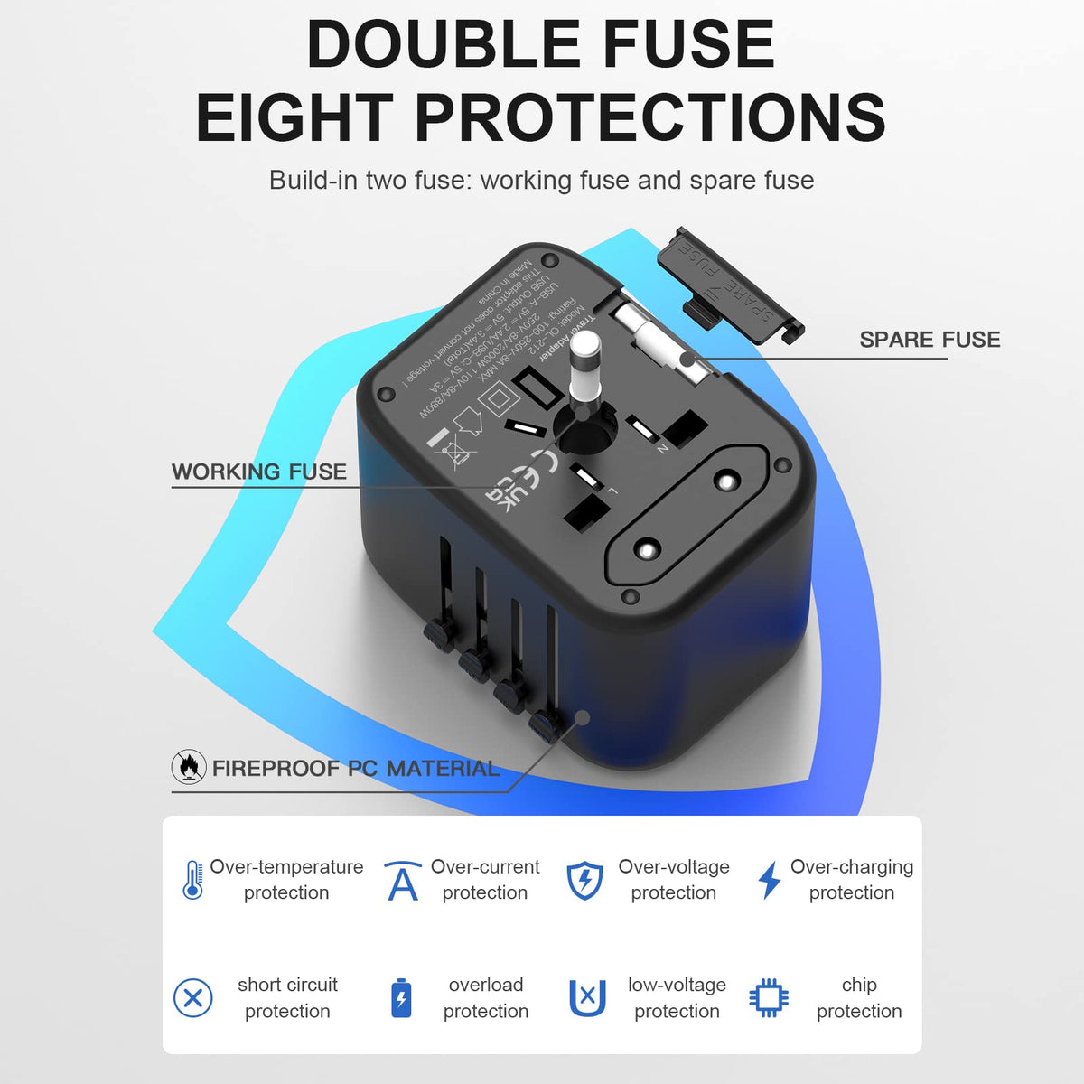 VYLEE USB-C charging ports for fast device top-ups.
