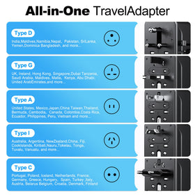 VYLEE travel adapter showing USB-C ports for fast charging on the go.