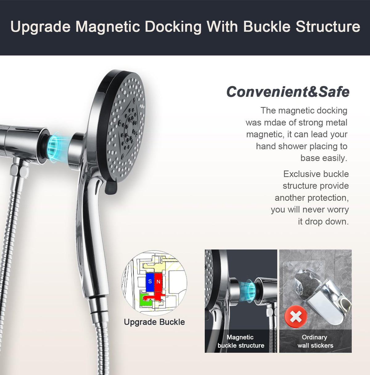 Vzasei 10-setting high-pressure shower for versatile bathing.