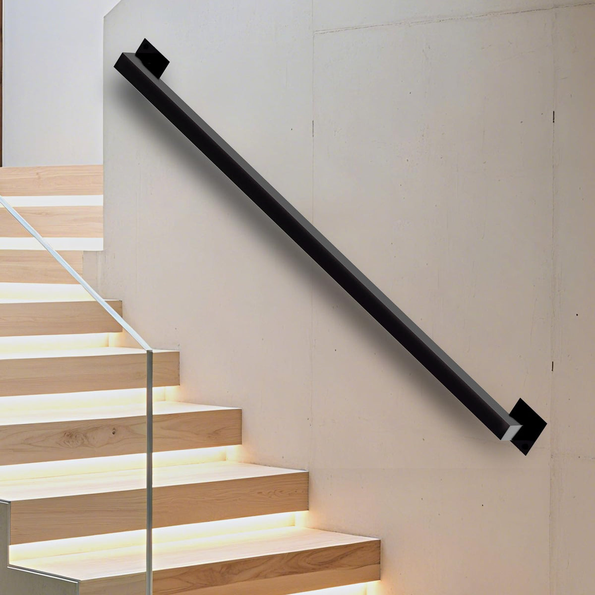 VZNEK 6FT stair railing indoor close-up showing sturdy support for family safety.