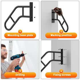 VZNEK handrail wall-mount on wood panel for solid support.