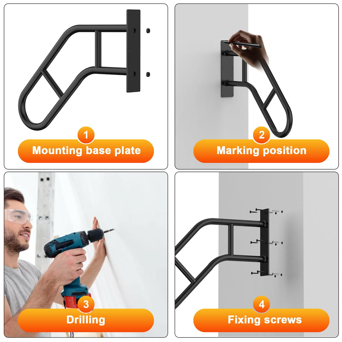 VZNEK U-shaped handrail tilt-45deg enhances grip and stability on stairs.