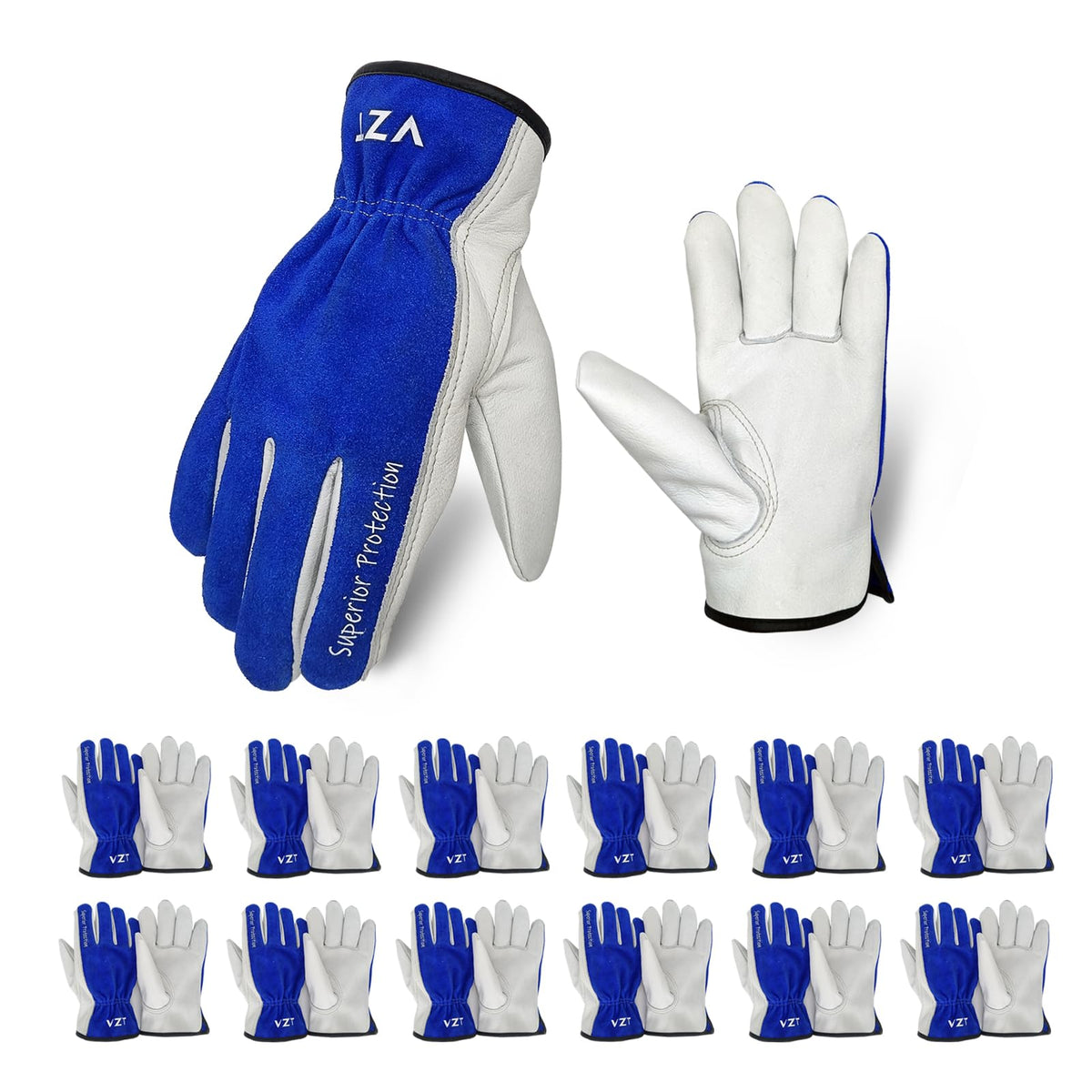VZT leather gloves show thick cowhide material (1.3–1.5mm) for durable tasks.