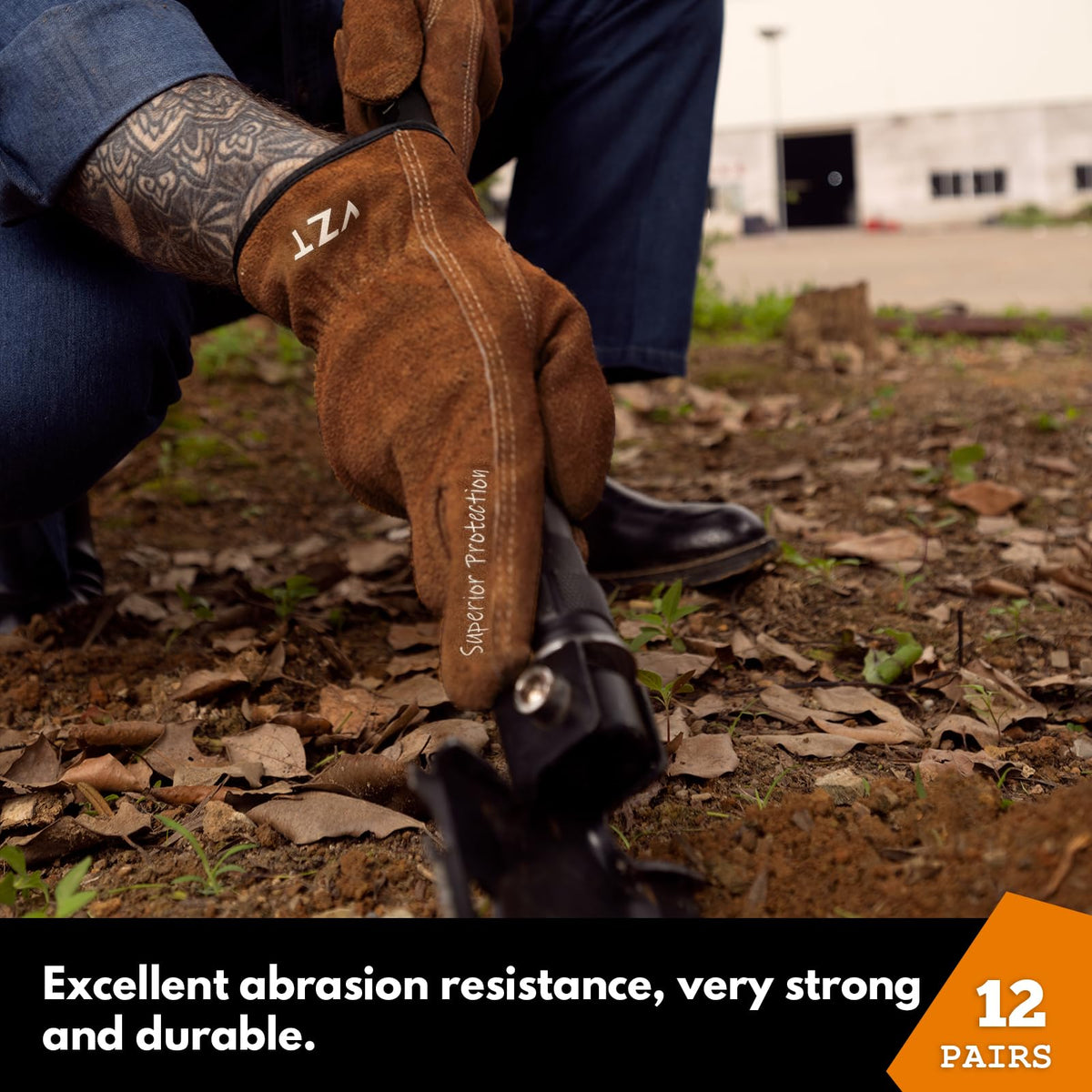 VZT leather work gloves brown dexterity emphasis for tool handling