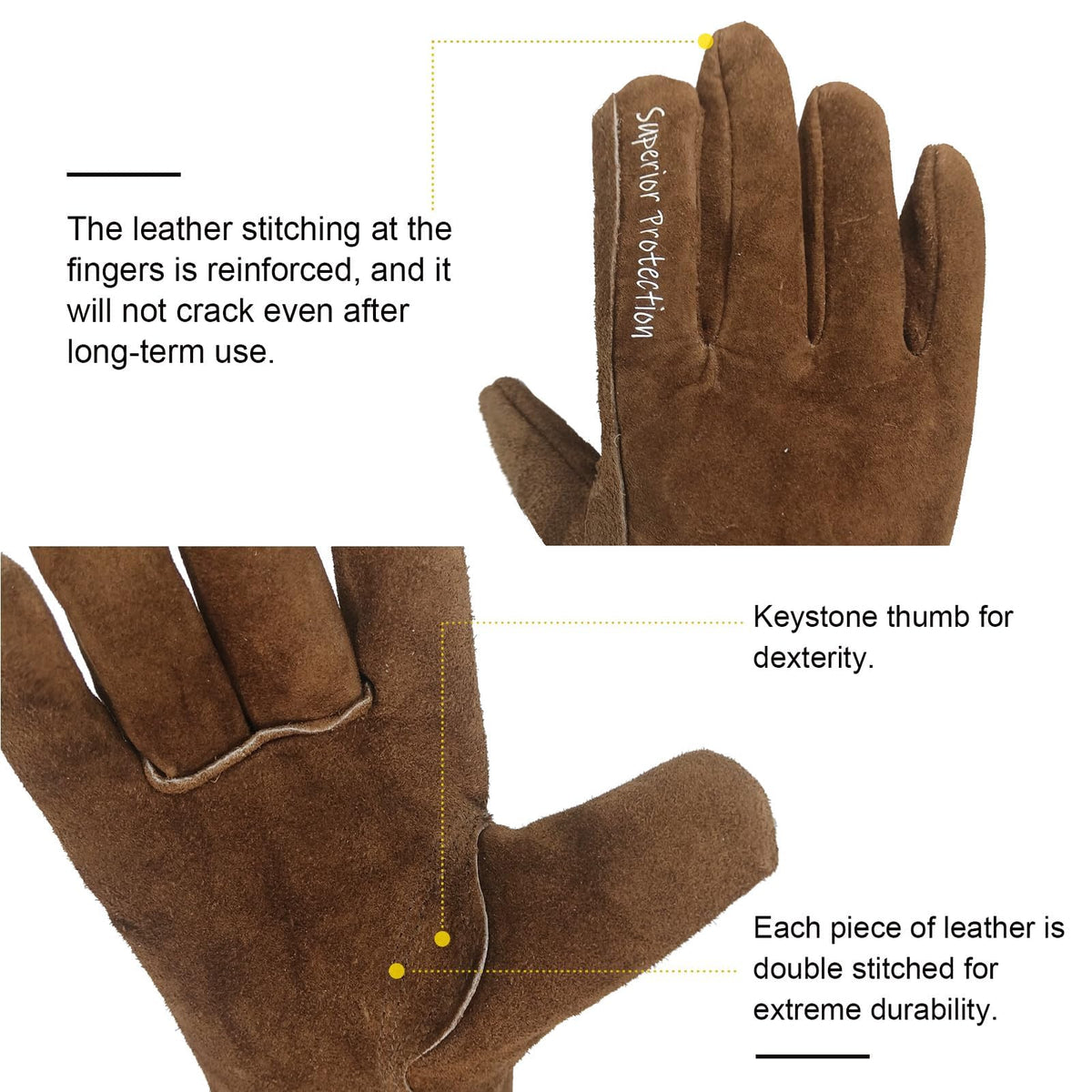 VZT gloves brown palm close-up emphasizing grip and tactile control