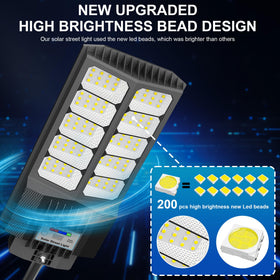 Vzyhik 6500W solar street light in dusk-to-dawn operation for security.