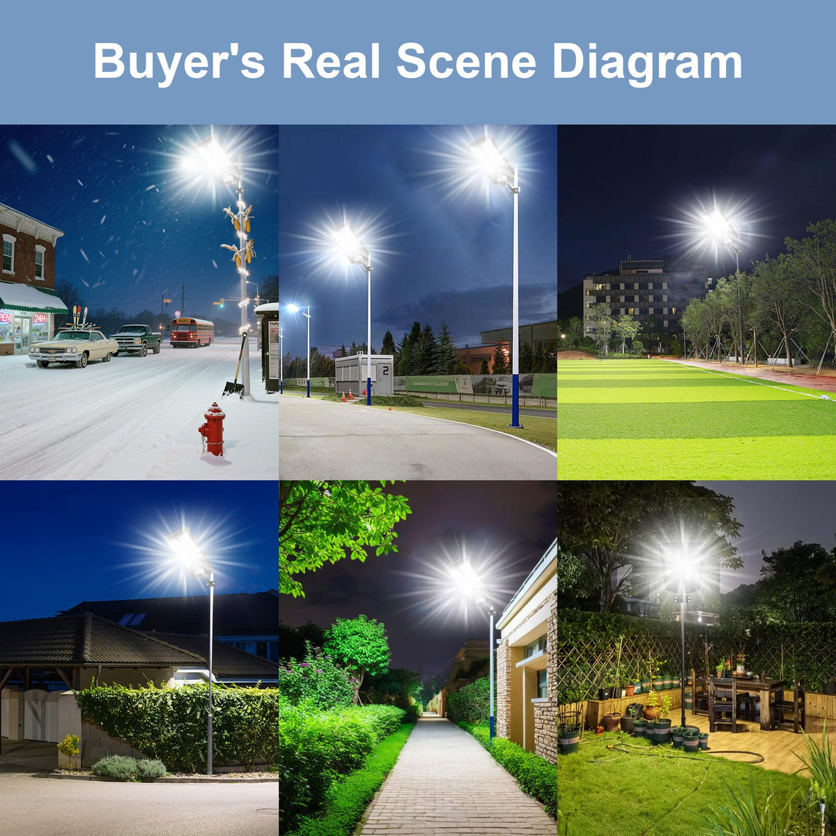 Vzyhik 6500W solar street light installed in a yard setting.