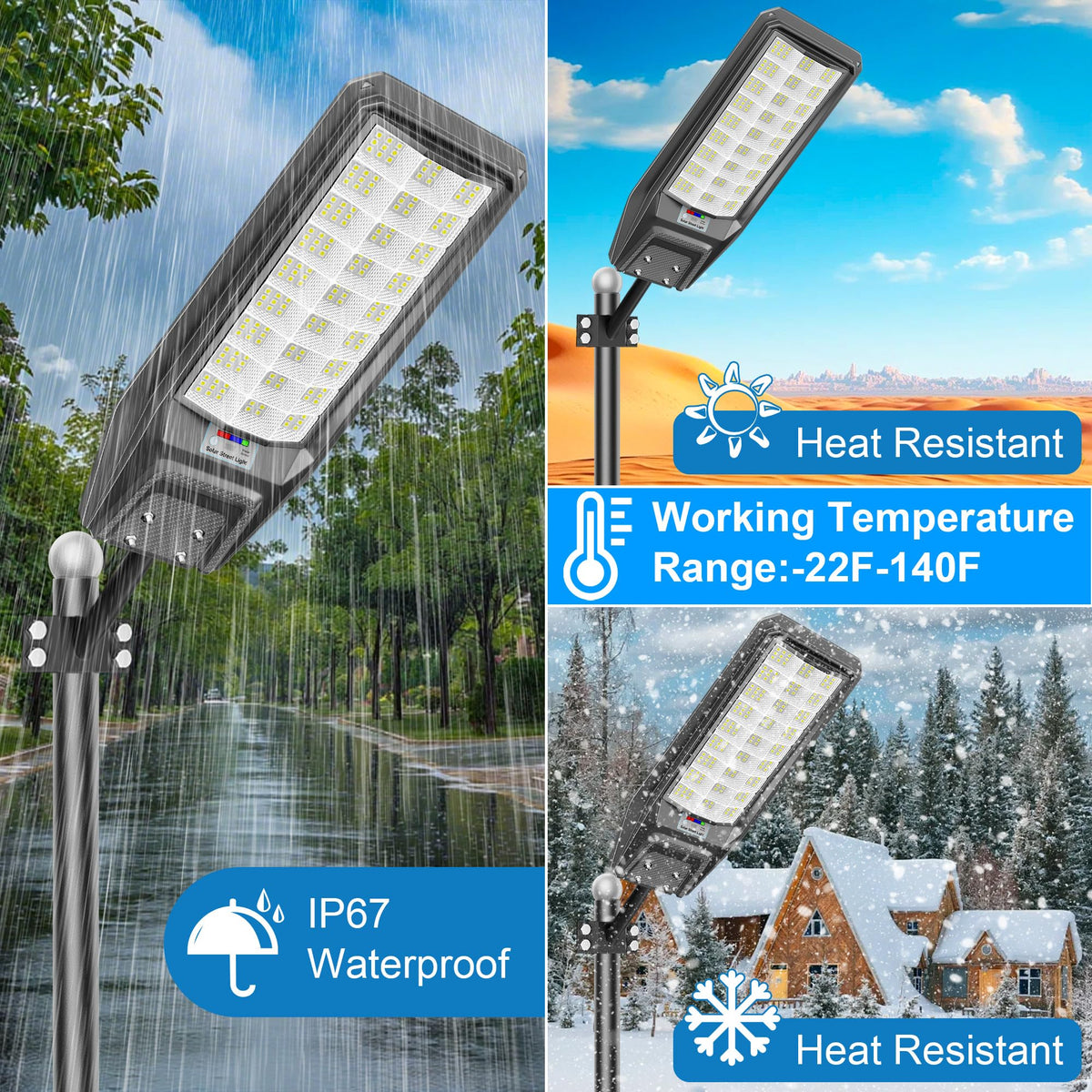 Vzyhik 9500W solar street light motion sensor activating brightness when movement is detected.