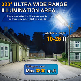 Vzyhik 9500W solar street light mounted for durable outdoor installation.