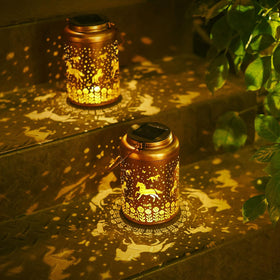 WACLSTDAY sunset garden lantern creates inviting outdoor ambiance.