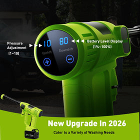 Wadaddy cordless car washer battery display visible on the unit