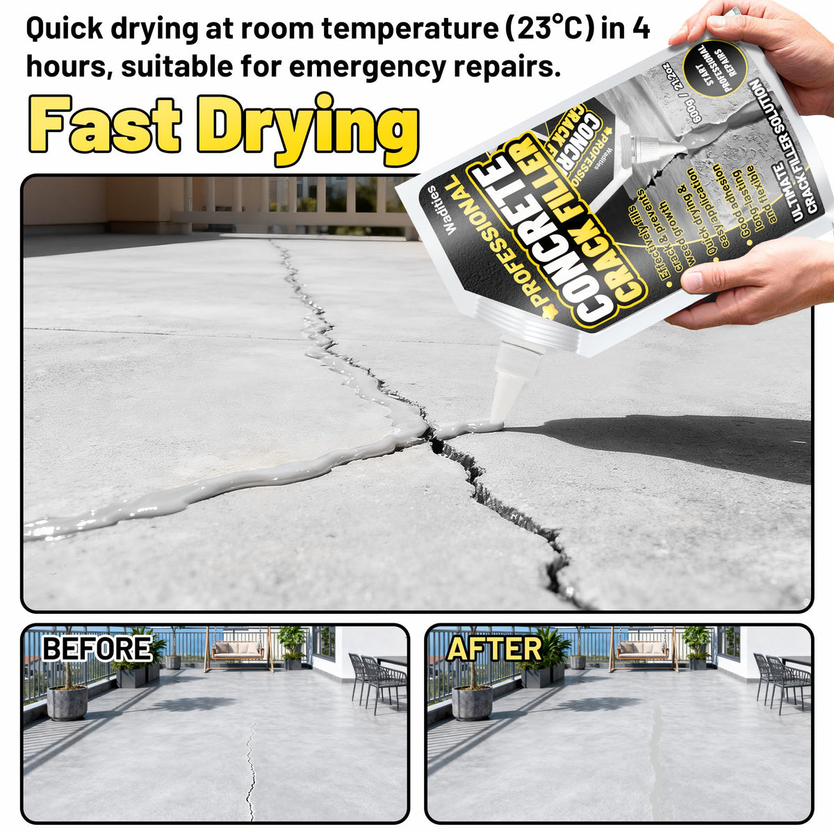 Wadities crack filler smoothing-tool shows smooth, flat cured finish.
