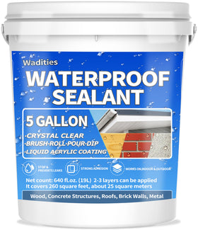 Wadities liquid waterproof sealant clear bottle ready for indoor and outdoor leaks.
