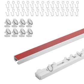 Wadoy 64inch adhesive curtain track overview showing easy no-drill installation