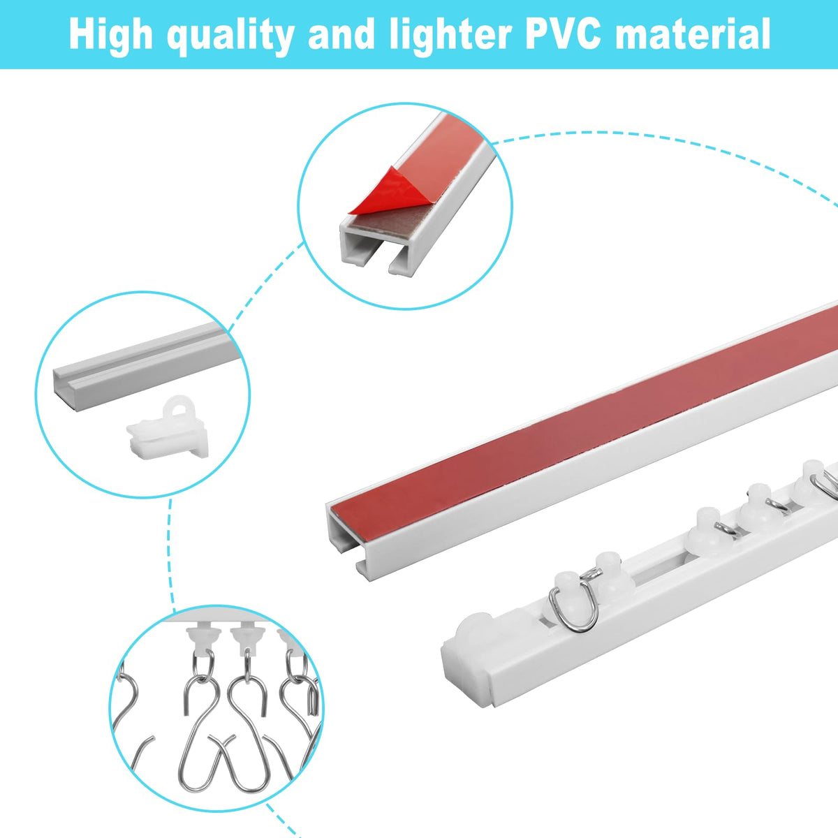 Wadoy durable curtain track made from sturdy material for long-term use