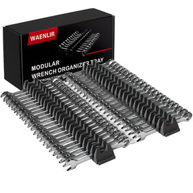 WAENLIR magnetic wrench organizer, front view, with secure magnets holding wrenches in place.