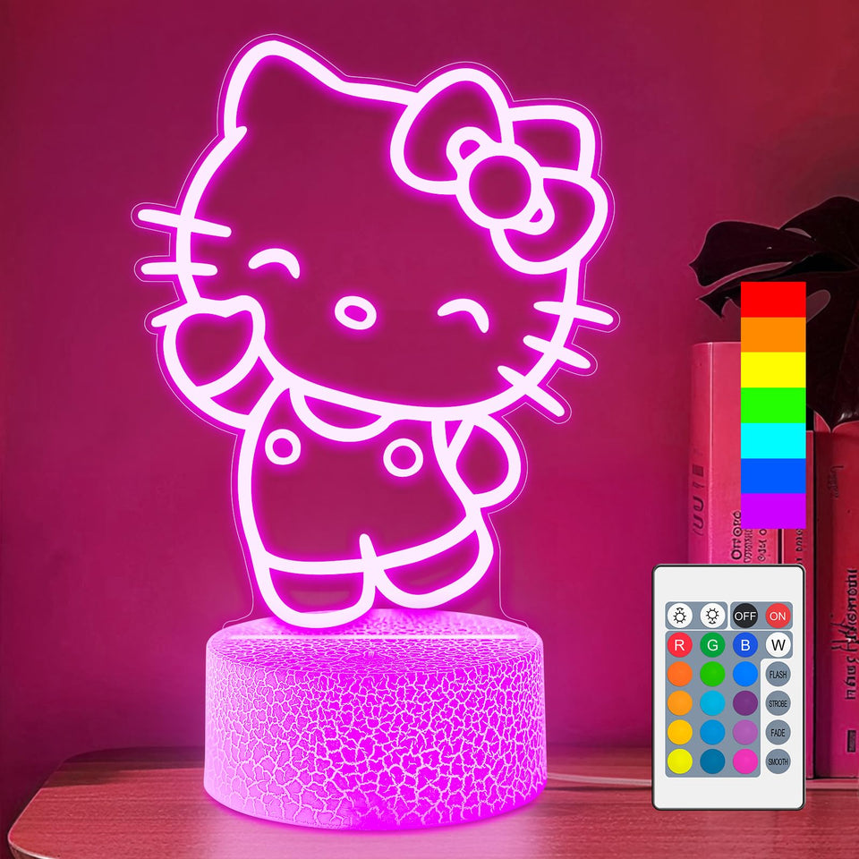 Wafinkeng Kitty cat 3D night light creates dreamy bedtime ambiance.