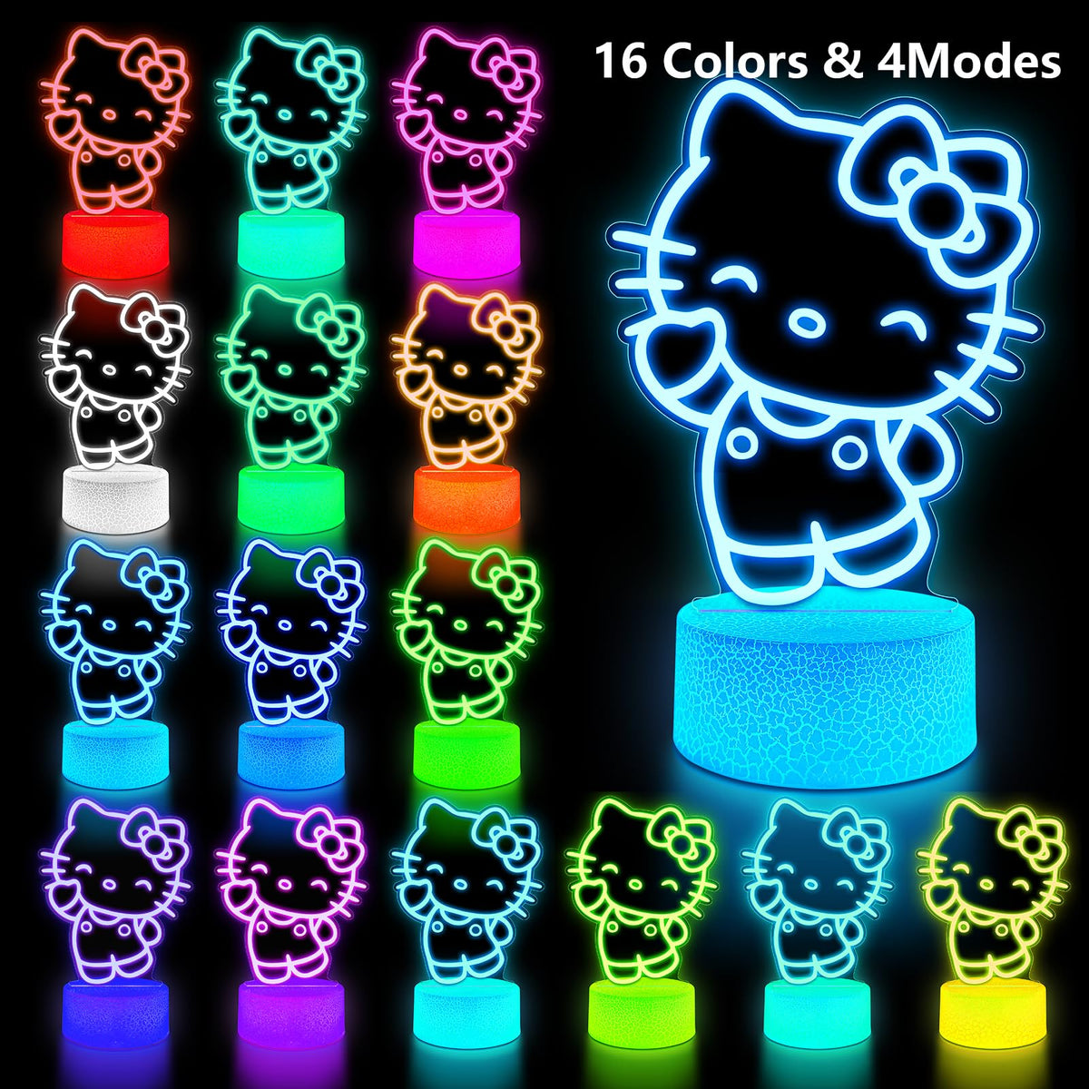 Wafinkeng Kitty cat LED night light with remote for color changes.
