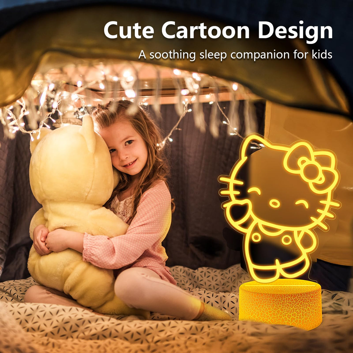 Wafinkeng Toddlers toy lamp in kawaii cat style for playtime.