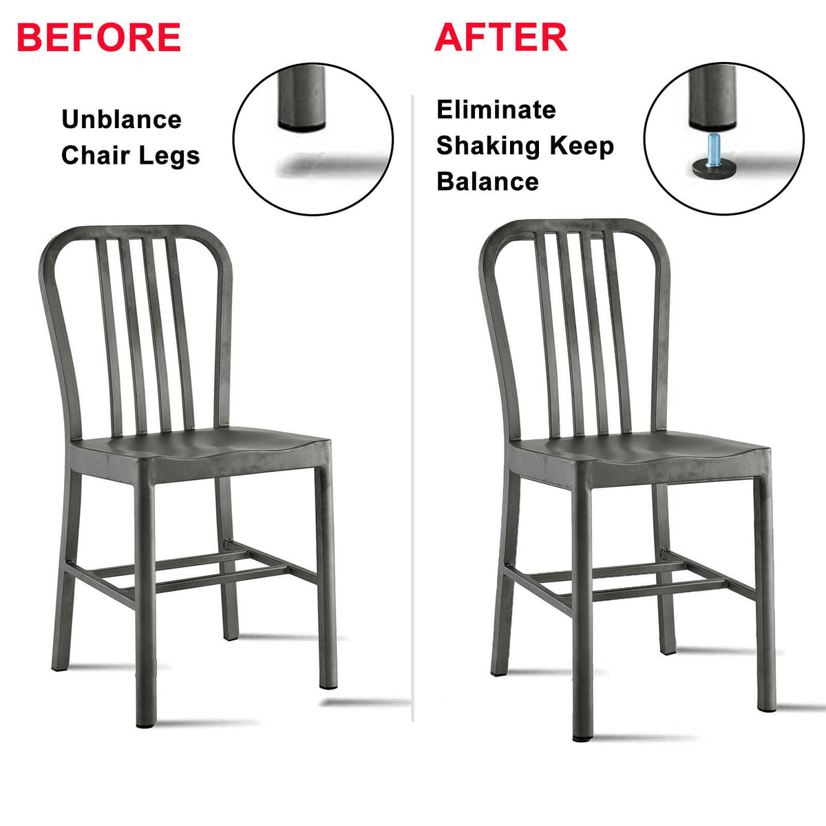 WAFJAMF leveler installed on chair leg reduces wobble