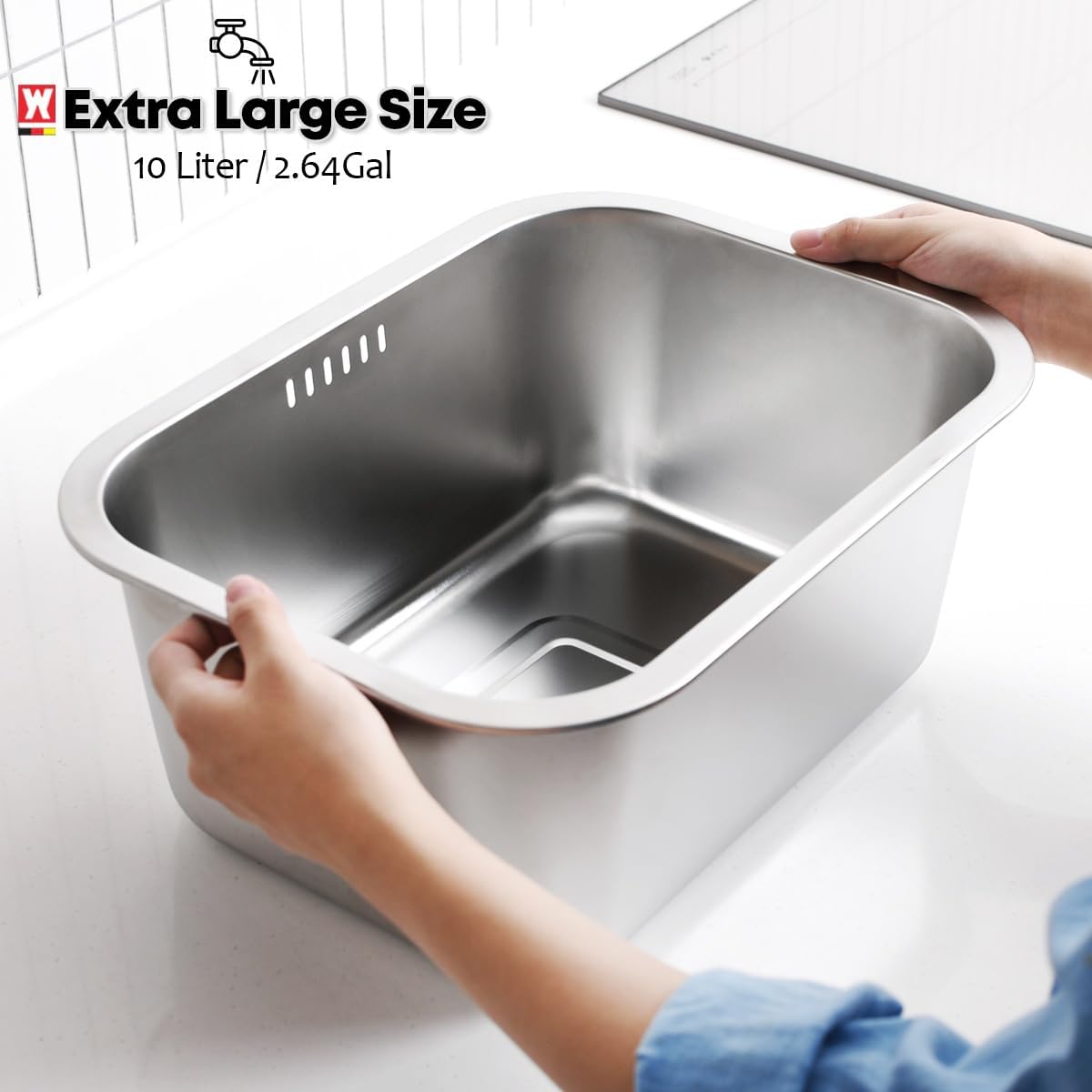 WAGENSTEIGER 10L bowl in sink showing compact, space-saving fit.