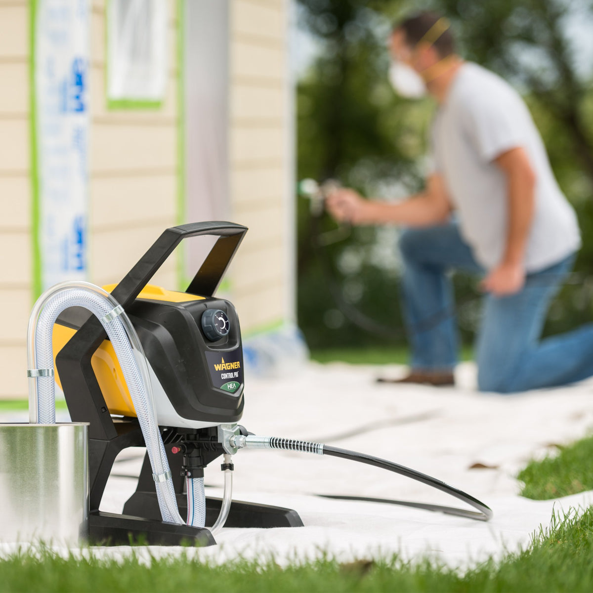 Packaging and included accessories for the Wagner Control Pro 150 sprayer.
