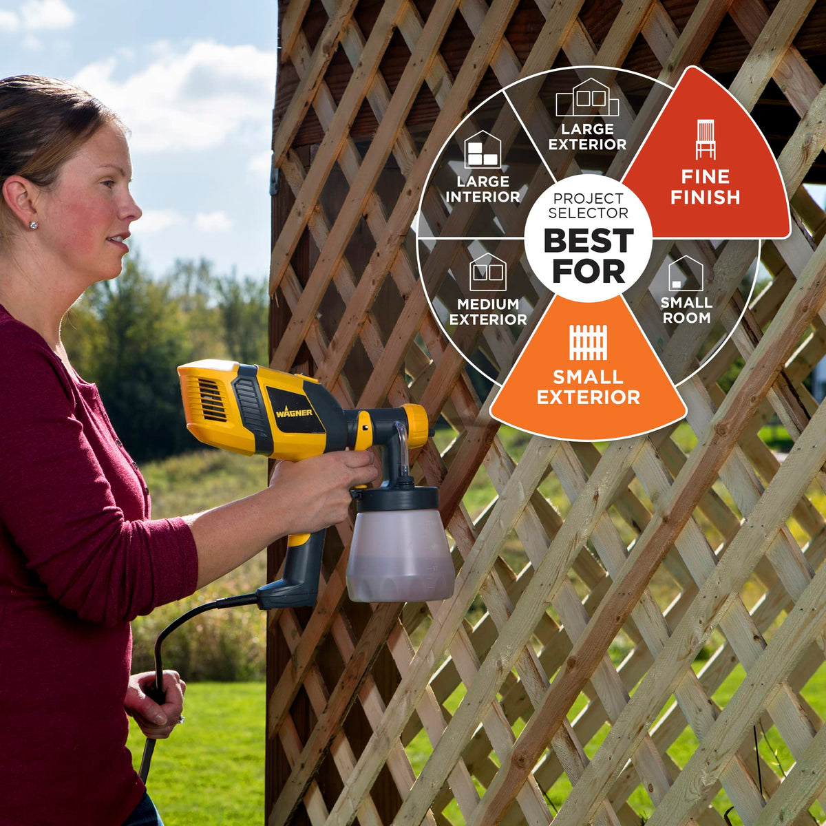 Wagner Control Spray QX2 applying lattice spray for even coverage