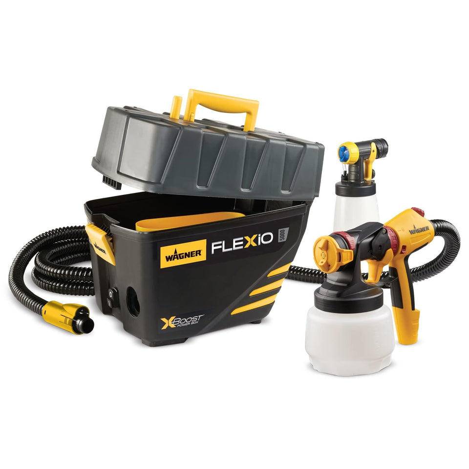 Wagner FLEXiO 5000 stationary base setup enables steady, comfortable spraying.