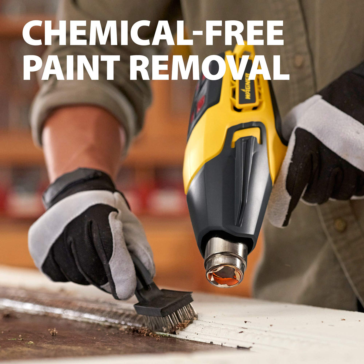 Wagner FURNO 500 dual airflow speeds tailor heat for paint removal and adhesives.