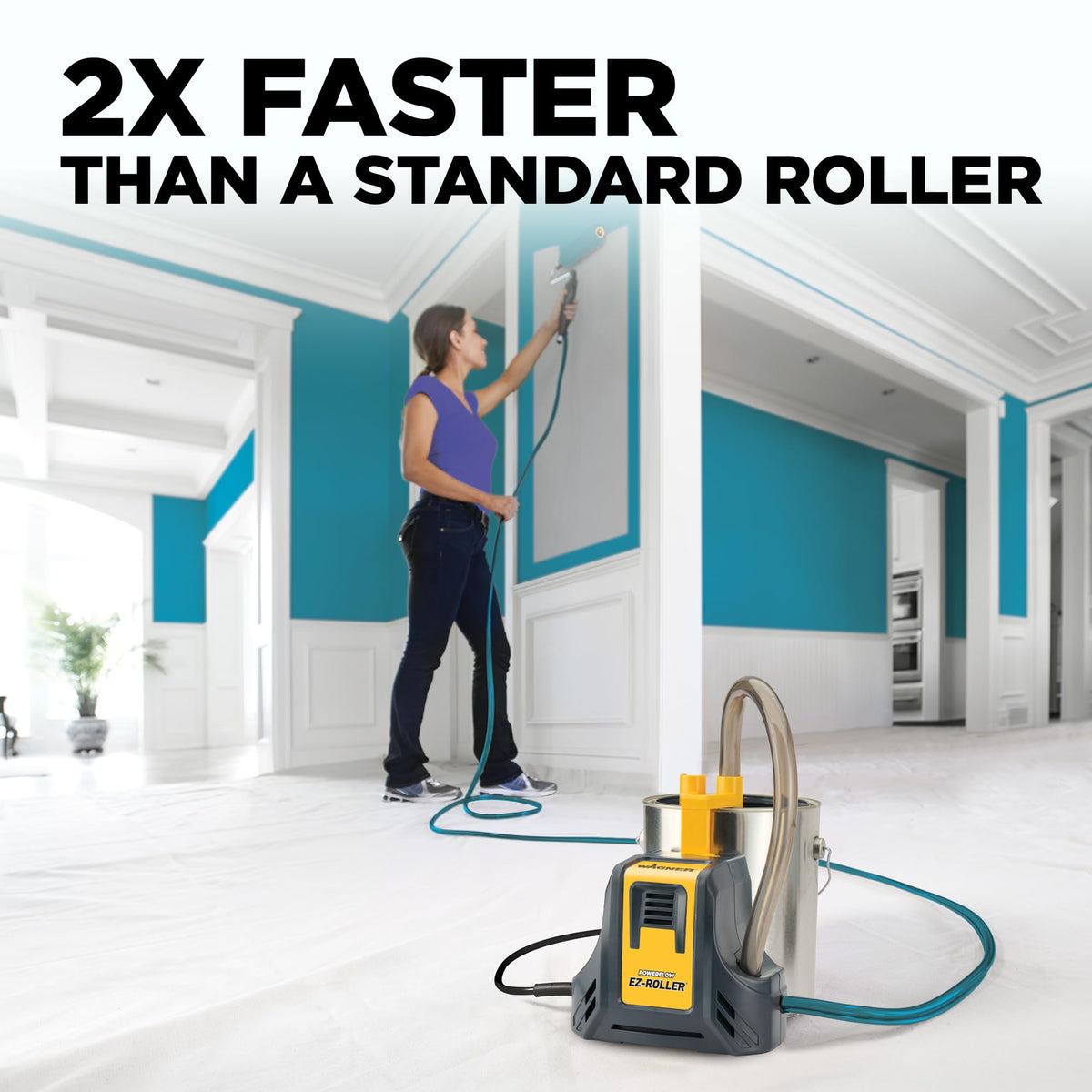 Wagner PowerFlow EZ Roller 16 ft hose extends reach for high walls