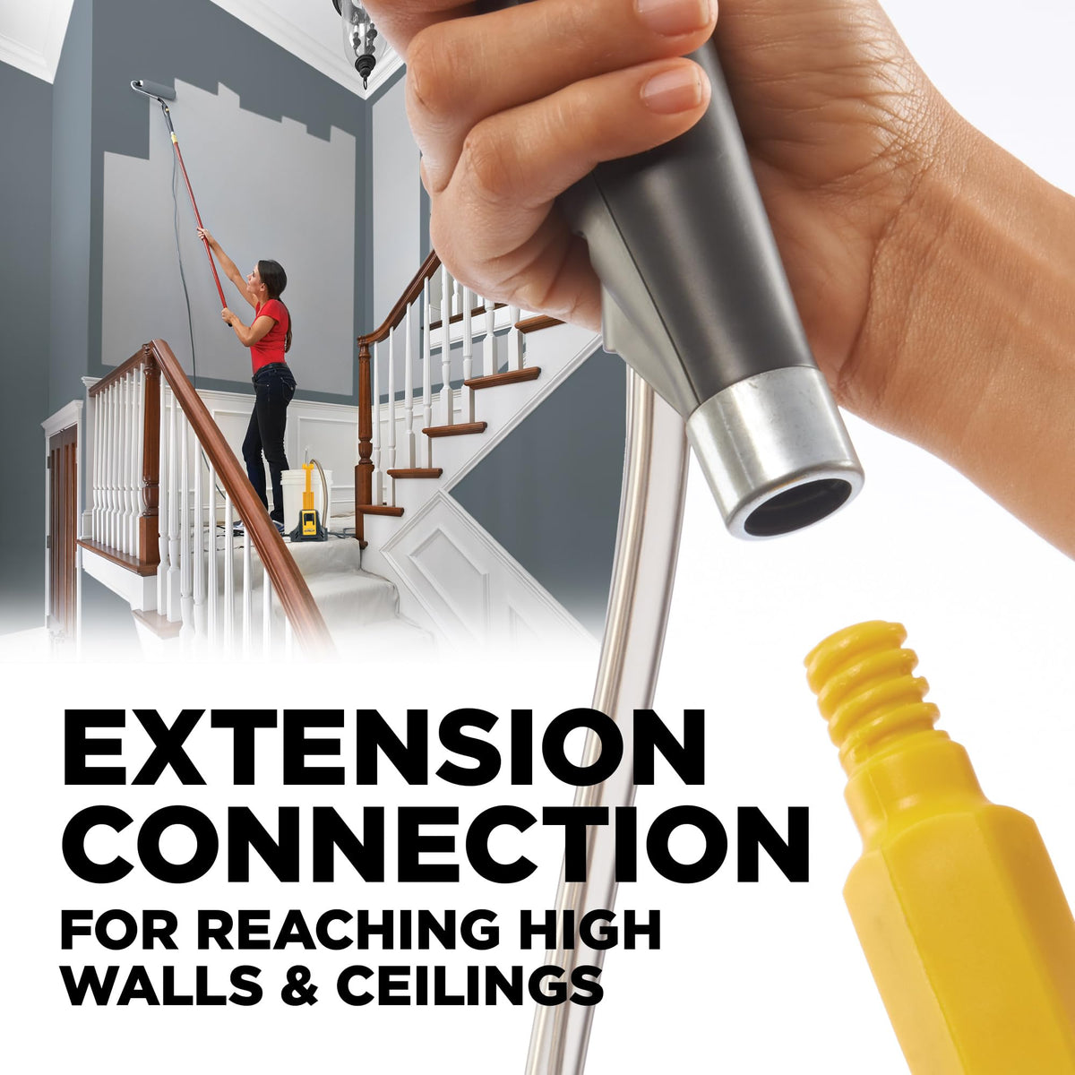PowerFlow EZ Roller extension pole option for tall ceilings