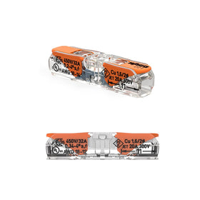 WAGO 221-2401 transparent housing shown to facilitate quick installation verification.