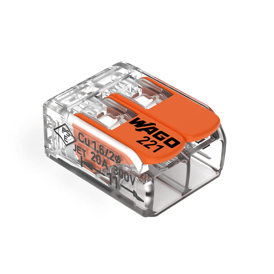 WAGO 221-412 lever-nuts compact assembly for fast, secure electrical connections.