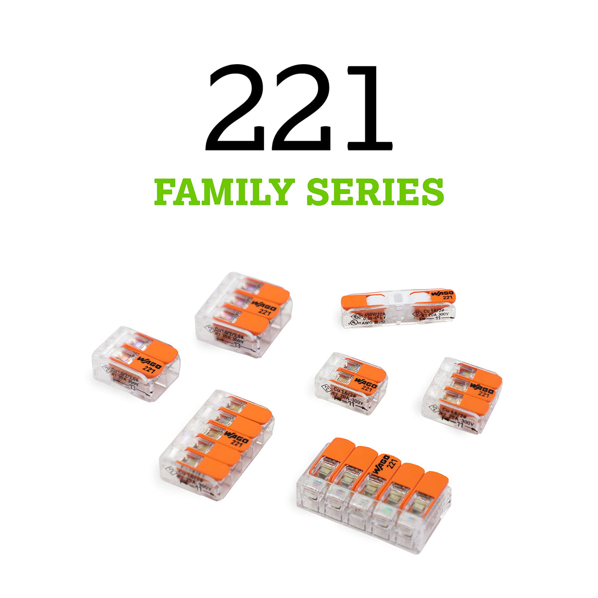 WAGO 221-412 lever-nuts support fine-stranded conductors for neat terminations.
