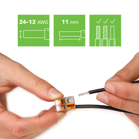 WAGO 221-412 lever-nuts compatible with solid conductors for reliable tight connections.