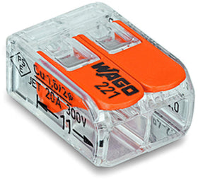 Orange levers on WAGO 221-412 reduce effort during connection