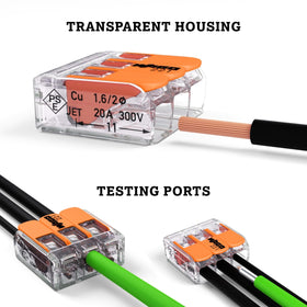 WAGO 221-413 compact connector keeps wiring organized in tight spaces.